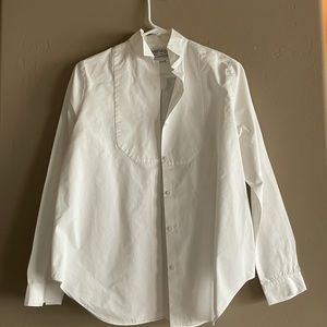 ALL SAINTS tuxedo button up, white, like new,sz 8